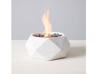 TerraFlame Geo Fire Bowl - Stonecast White