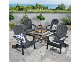 Marrion Outdoor 5P Adirondack Chair Set + Fire Pit