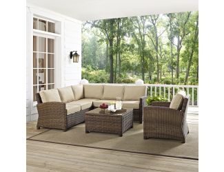 Bradenton 5-Piece Outdoor Wicker Seating Set with Sand Cushions