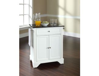 LaFayette Black Granite Top Kitchen Island White Finish
