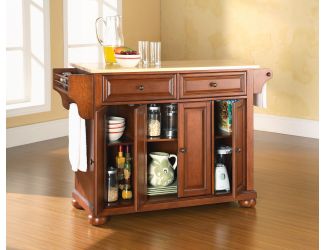 Alexandria Natural Wood Top Kitchen Island (Cherry)