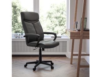 High Back Black LeatherSoft Executive Swivel Office Chair w/ Slight Mesh Accent
