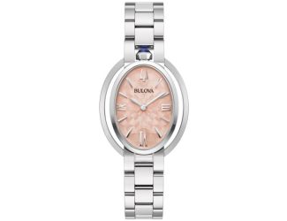 Ladies' Rubaiyat Silver-Tone Stainless Steel Oval Watch Salmon Dial