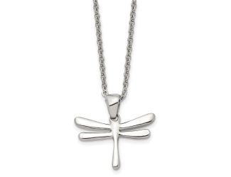 Stainless Steel Polished Dragonfly 20" Necklace