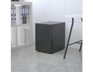 Modern 3-Drawer Mobile Locking Filing Cabinet Storage Organizer-Black