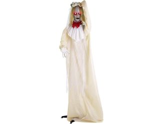 Animatronic Zombie Bride with Pop-Up Head and Light-Up Eyes for Scary Halloween Decoration