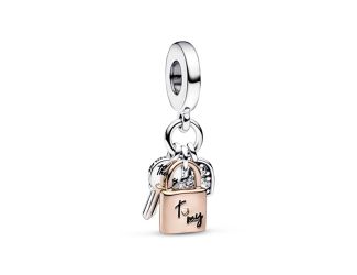 Two-tone Key, Padlock & Heart Triple Dangle Charm
