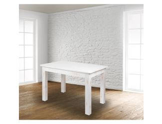 46" x 30" Rectangular Antique Rustic White Solid Pine Farm Dining Table