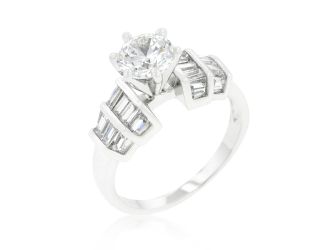Tapered Baguette Cubic Zirconia Ring