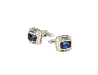 Men's Cuff Links, Indigo CZ, Two Tone