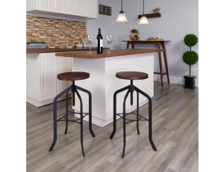 30" Barstool with Adjustable Wood Seat - Kitchen Furniture - Rustic Stool
