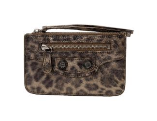 Balenciaga Moto Zipper Card Case Wallet Metallic Gold Cheetah Print