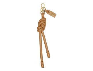 Fendi Knot Oversized Bag Charm Keychain Brown Calfskin Leather Gold Hardware