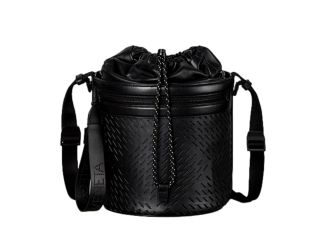 Bottega Veneta Perforated Black Nappa Leather Drawstring Bucket Crossbody Bag