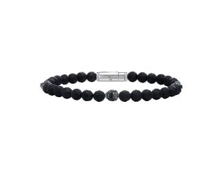 Marc Anthony's Sterling Silver Lion Heads, 6mm Black Onyx Beaded Bracelet, 8.5"