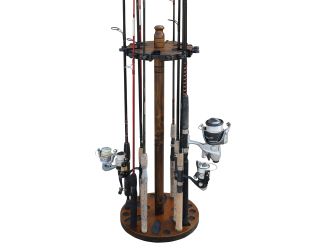 24-Fishing Rod Round Storage Rack - Dark Stain