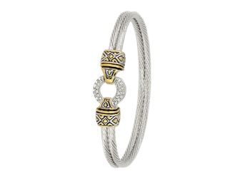 Antiqua Pave Circle Double Wire Bracelet 7"-Features a pressure release hook and bar closure.
