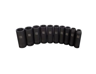 10pc 1/2-Inch Drive Deep 6-Point Impact SAE Socket Set