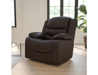 Plush Brown LeatherSoft Lever Rocker Recliner with Padded Arms - Home Recliner