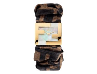Fendi Fendimania Baguette Pearl Dial Monogram Satin Watch
