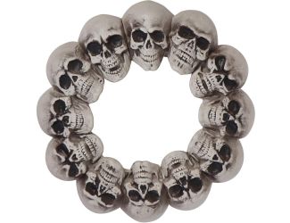 15.7-In. Halloween Dungeon Skull Hanging Wreath for Indoor or Covered Outdoor Scary Haunted House De