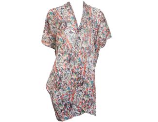 Abstract Marbled Kimono with Bling