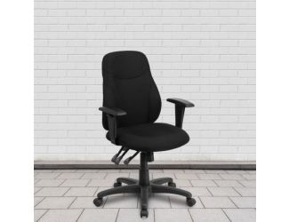Mid-Back Black Fabric Multifunction Swivel Ergonomic Chair with Back Adjustment