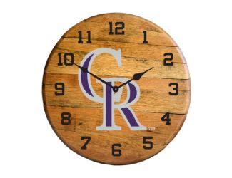 Colorado Rockies Oak Barrel Clock