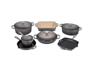 11pc Signature Cast Iron Ultimate Cookware Set Oyster