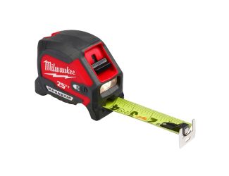 25ft Compact Wide Blade Magnetic Tape Measure w/ Rechargeable 100L Light