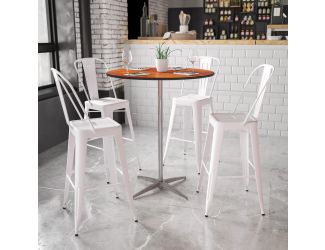 36" Round Wood Commercial Grade Cocktail Table with 30" and 42" Columns