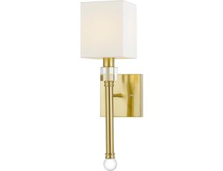 Sheridan Wall Sconce with Crystal Accents and Square Lampshade for Hardwire Installation Only, Satin