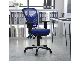 Mid-Back Blue Mesh Multifunction Ergonomic Office Chair with Adjustable Arms