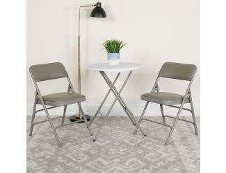 2 Pack Curved Triple Braced & Double Hinged Gray Vinyl Metal Folding Chair