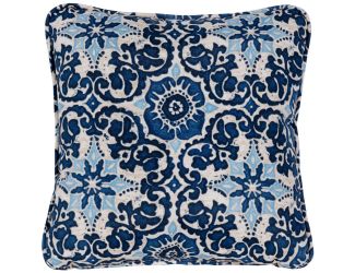 Medallion Indoor/Outdoor Throw Pillow in Navy Blue