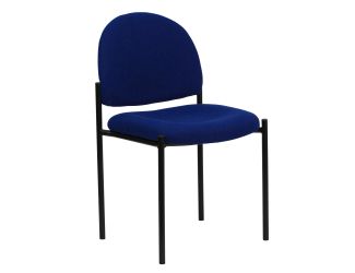 Comfort Navy Fabric Stackable Steel Side Reception Chair with Arms - Guest Chair