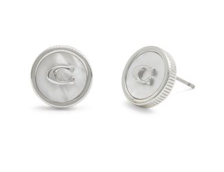 Mother of Pearl Coin Studs - Cream/Rhodium