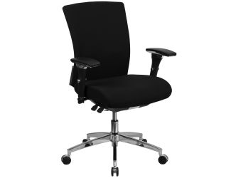 Intensive Use 300 lb. Rated Black Fabric Multifunction Chair with Seat Slider