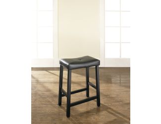 Pair of Upholstered  Bar Stool (Black) w/ 24" Seat Height.