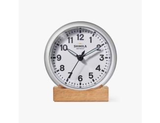 6" Runwell Desk Clock Chrome/White