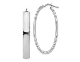 Sterling Silver Polished Oval Hinged Hoop Earrings