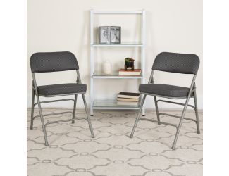 18"W Premium Triple Braced & Double Hinged Gray Fabric Metal Folding Chair