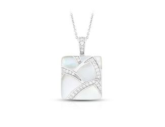 Belle Etoile Round Cubic Zirconia  studded White Sirena Pendant - 925 SS with chain