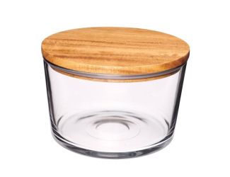 104oz Glass Party/Trifle Bowl w/ Acacia Lid