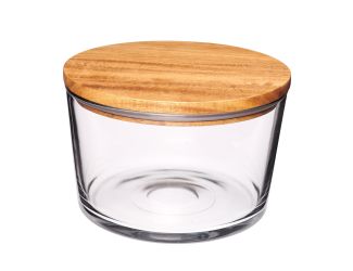 104oz Glass Party/Trifle Bowl w/ Acacia Lid