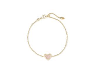 Ari Heart Gold Delicate Chain Bracelet in Rose Quartz