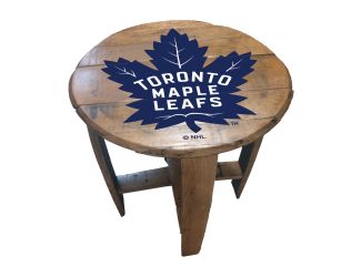Toronto Maple Leafs Oak Barrel Table