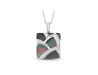 Belle Etoile Round Cubic Zirconia  studded Black Sirena Pendant - 925 SS with chain
