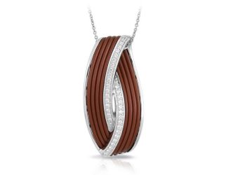 Belle Etoile Round Cubic Zirconia studded Brown Eterno Pendant - 925 SS with chain