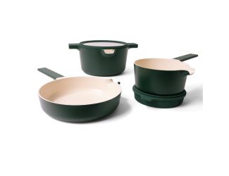 5-Piece Ceramnic Non-Stick Nesting Cookware Set - Size 8.7' - Green